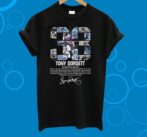 33 Tony Dorsett Running Back Signature T-Shirt