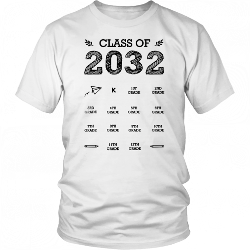 Class of 2032 grow with me with space for check marks T-Shirt