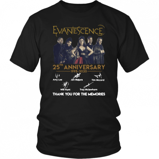 Evanescence 25th anniversary 1995-2020 signatures thank you for the memories 2019 T-Shirt