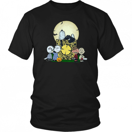 Halloween slash snoopy charlie brown style horror character T-Shirt