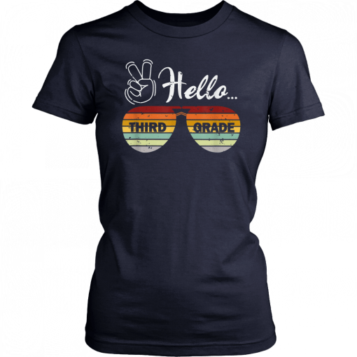 Hello Third Grade Retro Sunset Glasses 3rd Grade Team Gift T-Shirt