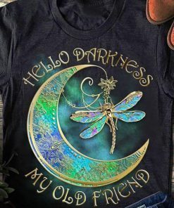 Hippie hello darkness my old friend moon and dragonfly shirt and men’s tank top T-Shirt