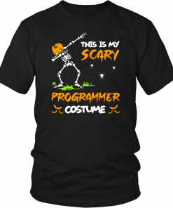 This Is My Scary Programmer Costume Dabbing Skeleton Pumpkin Halloween Shirt