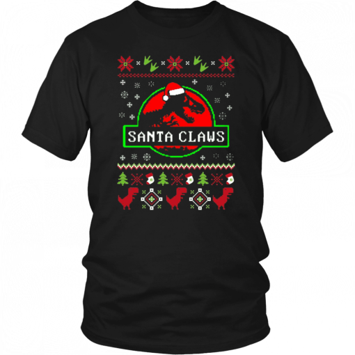 Santa Claws Jurassic Park Ugly Christmas T-Shirt