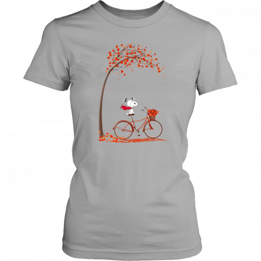 Snoopy Riding A Bicycle Hello Autumn Funny T-Shirt