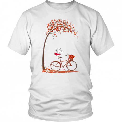 Snoopy Riding A Bicycle Hello Autumn Funny T-Shirt