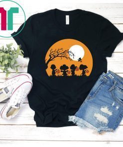 Halloween Moon Snoopy Hold Pumpkin With Woodstock Shirts
