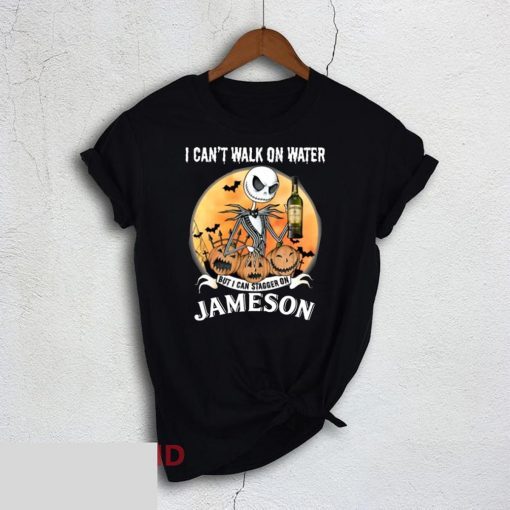 I Can't Walk On Water But I Can Stagger On Wild Turkey Whisky Jack Skellington Shirt