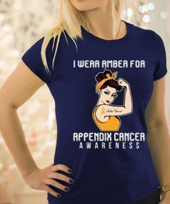 I Wear Amber For Appendix Cancer Awareness For Cancer Warrior Original T-Shirt