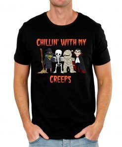 Chillin With My Creeps Vampire Halloween Skeleton Witch Gift T-Shirt