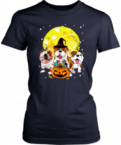 Buy Bulldog Mummy Witch Dog Moon Ghosts Halloween T-Shirt