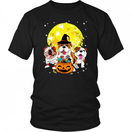 Buy Bulldog Mummy Witch Dog Moon Ghosts Halloween T-Shirt