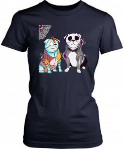 Bulldog sally and jack skellington halloween T-Shirt