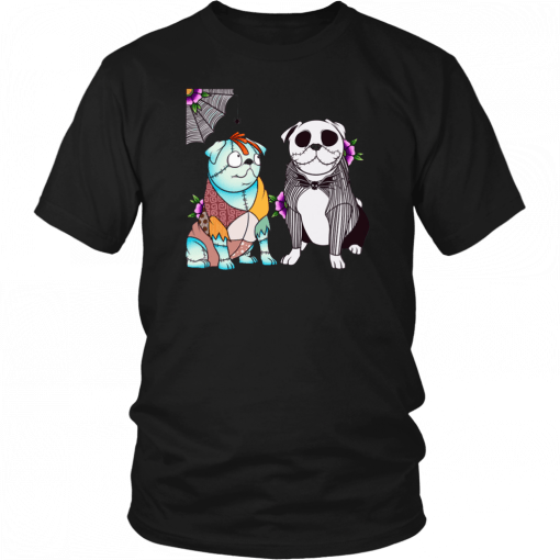 Bulldog sally and jack skellington halloween T-Shirt