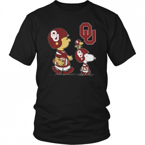 Charlie Brown Snoopy And Woodstock Oklahoma Sooners NFL T-Shirt