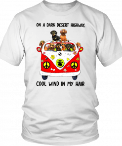 HIPPIE DOG ON A DARK DESERT HIGHWAY COOL WIND IN MY HAIR SHIRT