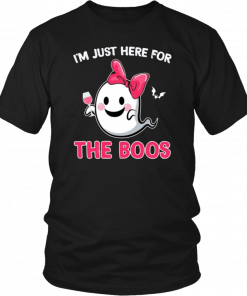 I'm Just Here For The Boos Ghost In Pink Ribbon Halloween Costume T-Shirt