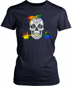 Rainbow Sugar Skull Weight Lifting LGBT Classic T-Shirt