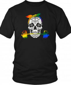 Rainbow Sugar Skull Weight Lifting LGBT Classic T-Shirt