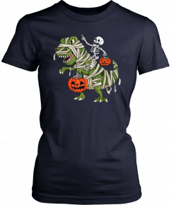 Skeleton Riding T-Rex Halloween T-Shirt