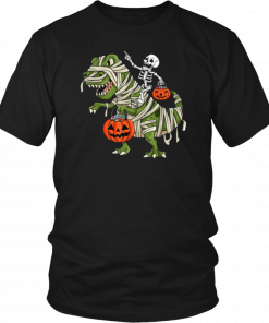 Skeleton Riding T-Rex Halloween T-Shirt