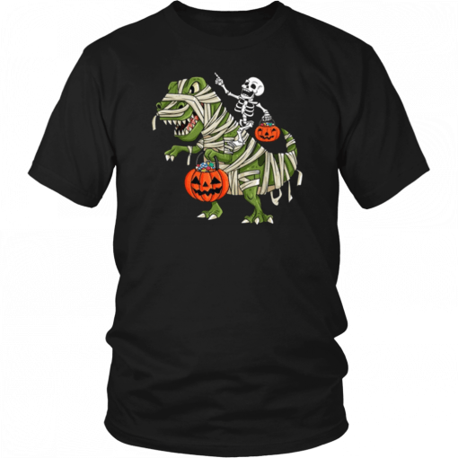 Skeleton Riding T-Rex Halloween T-Shirt