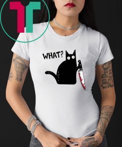 What Black Cat Holding Knife Funny Halloween Classic T-Shirt