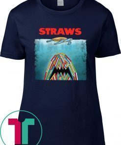 Shark plastic straws save the turtle T-Shirt