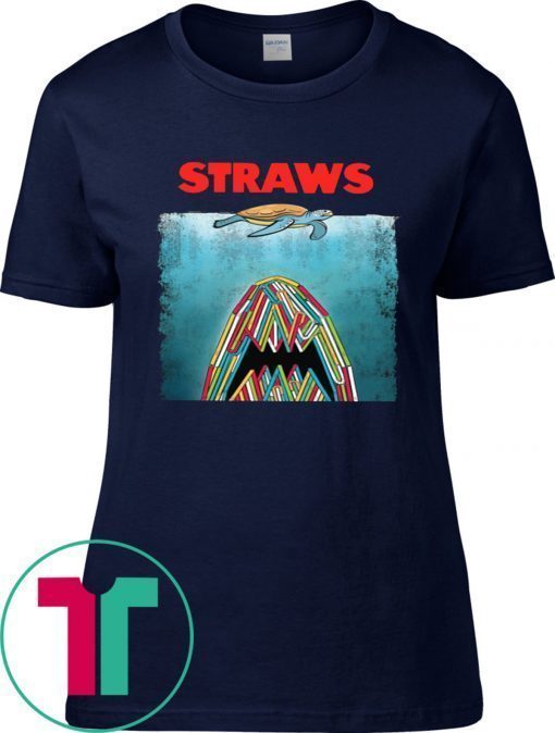 Shark plastic straws save the turtle T-Shirt