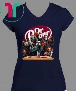 Horror Characters Drinking Dr Pepper Funny Halloween Gift T-Shirt