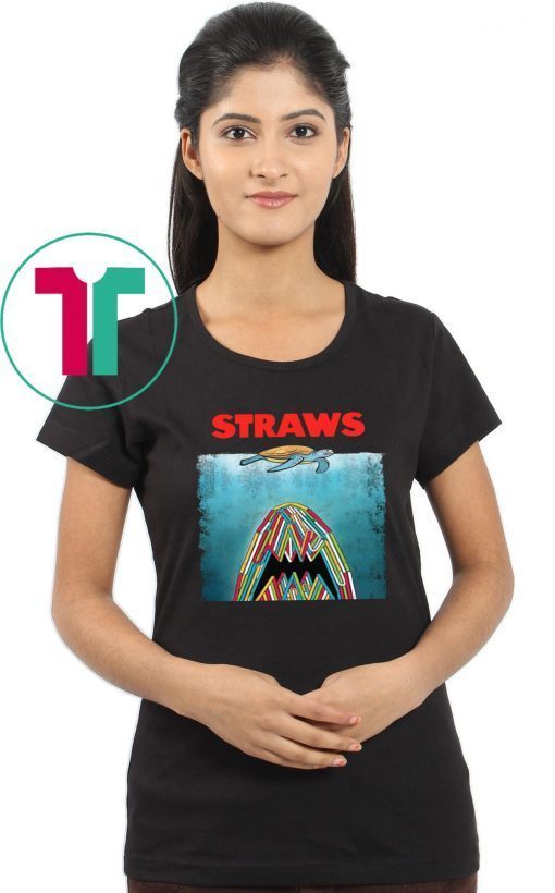 Shark plastic straws save the turtle T-Shirt