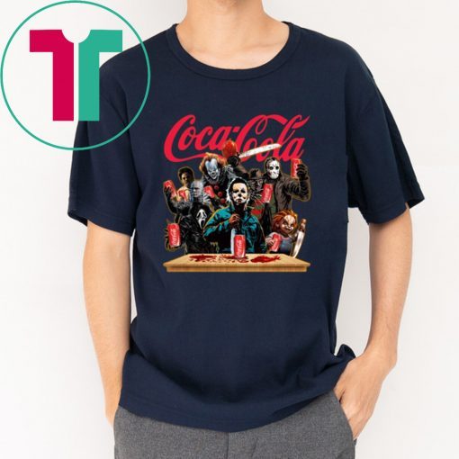 Horror Characters Drinking Coca Cola T-shirt Funny Halloween Gift T-Shirt
