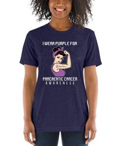 I Wear Purple For Cancer Warrior For Pancreatic Cancer Awareness T-Shirt