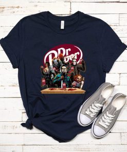 Funny Halloween Horror Characters Drinking Dr Pepper T-Shirt