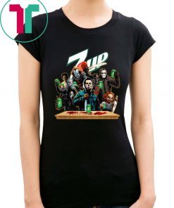 Horror Characters Drinking 7UP Funny Halloween Gift T-Shirt