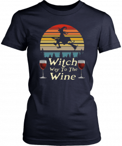 Vintage Witch Way To The Wine Halloween T-Shirt