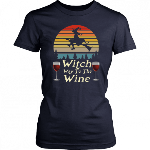 Vintage Witch Way To The Wine Halloween T-Shirt