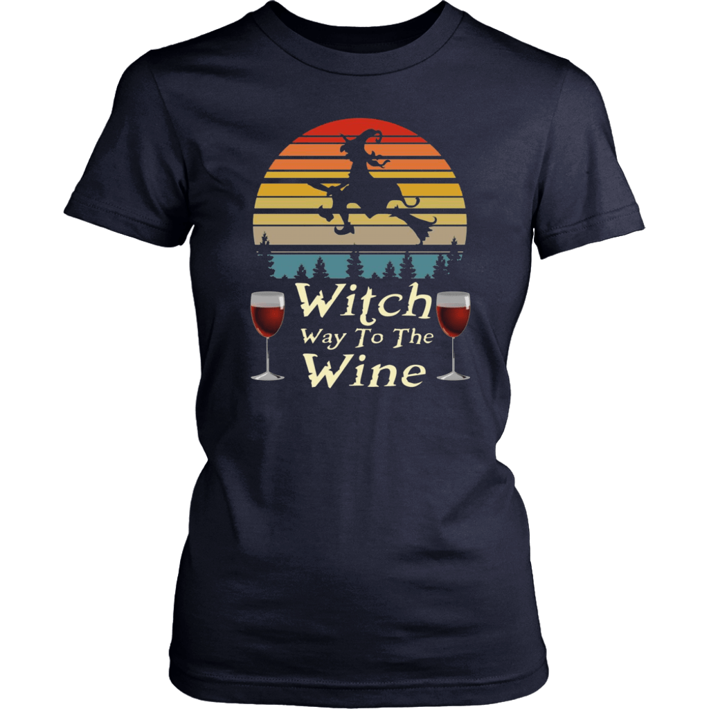 Vintage Witch Way To The Wine Halloween T-Shirt