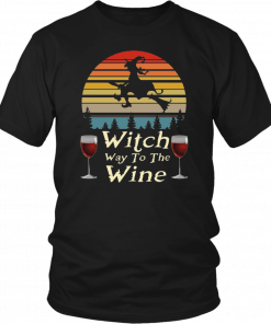 Vintage Witch Way To The Wine Halloween T-Shirt