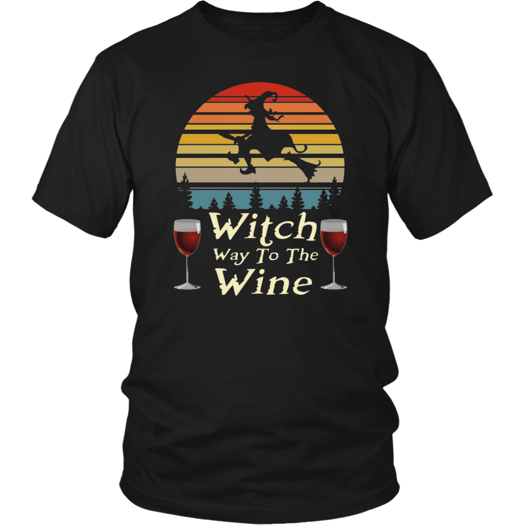 Vintage Witch Way To The Wine Halloween T-Shirt