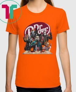 Buy Funny Halloween Horror Characters Drinking Dr Pepper T-Shirt