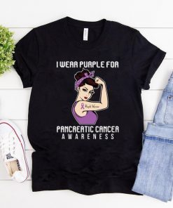 I Wear Purple For Cancer Warrior For Pancreatic Cancer Awareness T-Shirt