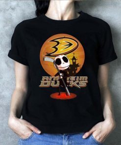 Jack Skellington Holding Hockey Stick Anaheim Ducks Halloween Costume Classic T-Shirt