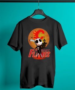 Jack Skellington Holding Hockey Stick Calgary Flames T-Shirt