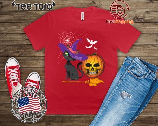 Happy Halloween Cat Pumpkin Witch Funny Halloween Gift Idea Classic T-Shirt