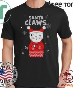 Santa Claws Cat Ugly Christmas Sweater Style Tee Shirt