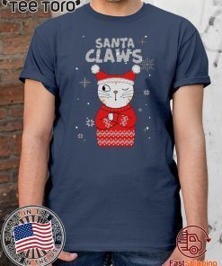 Santa Claws Cat Ugly Christmas Sweater Style Tee Shirt