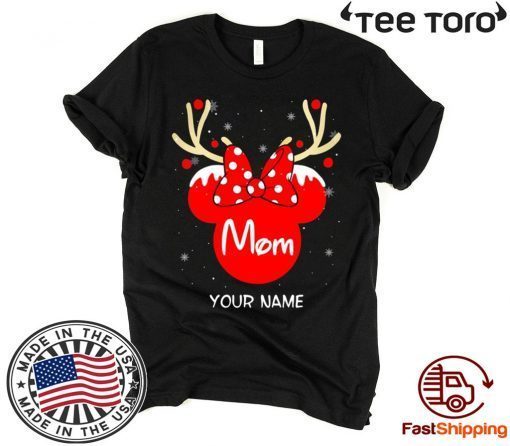 Custom Name Minnie Reindeer Mom Family Christmas Funny T-Shirt