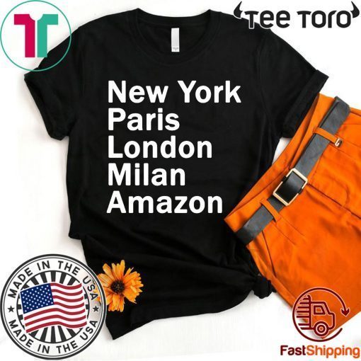 NEW YORK PARIS LONDON MILAN AMAZON BLACK SHIRT HEIDI KLUM TEE