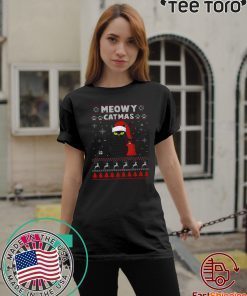 Meowy Christmas Ugly Crewneck Shirt Christmas Gift For Cat Lover